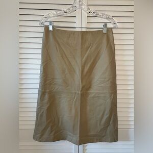 111 State Leather A-Line Skirt Taupe Lined Midi Women’s Size 8 Classic Neutral